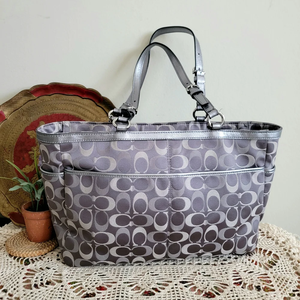 Coach Gray Signature Tote Bag